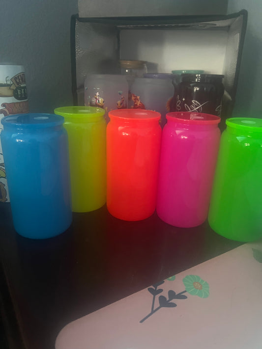 neon glass cups