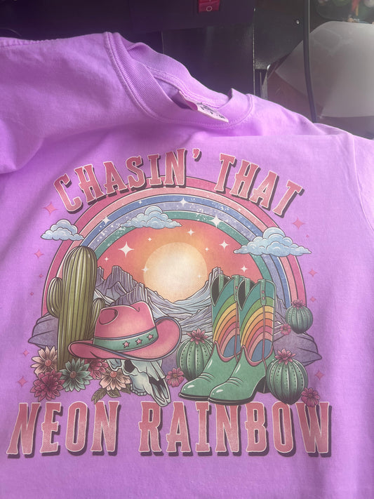 Chasing the neon rainbow shirt